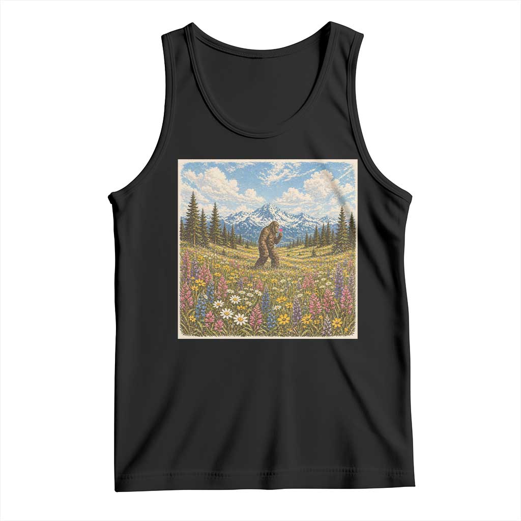 Retro Bigfoot Wildflower Tank Top Vintage Sasquatch Funny Cryptid