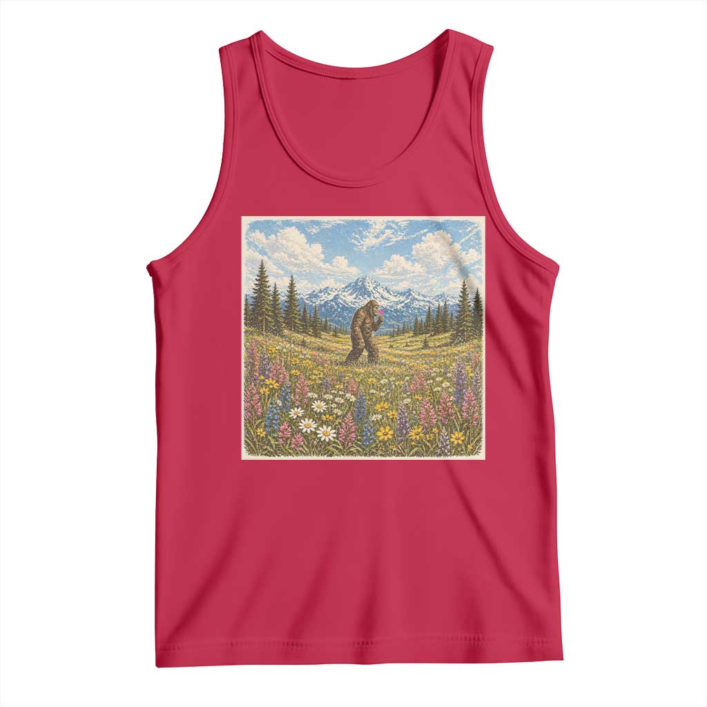 Retro Bigfoot Wildflower Tank Top Vintage Sasquatch Funny Cryptid