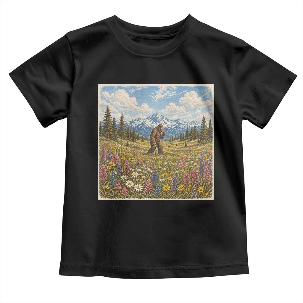 Retro Bigfoot Wildflower Toddler T Shirt Vintage Sasquatch Funny Cryptid