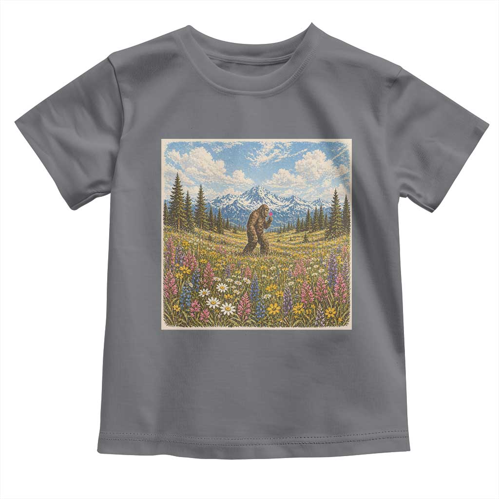 Retro Bigfoot Wildflower Toddler T Shirt Vintage Sasquatch Funny Cryptid
