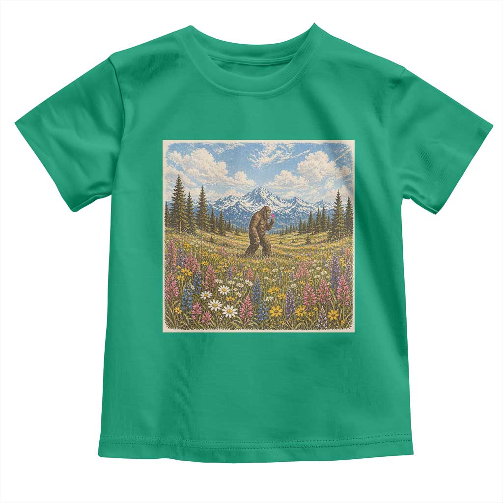 Retro Bigfoot Wildflower Toddler T Shirt Vintage Sasquatch Funny Cryptid