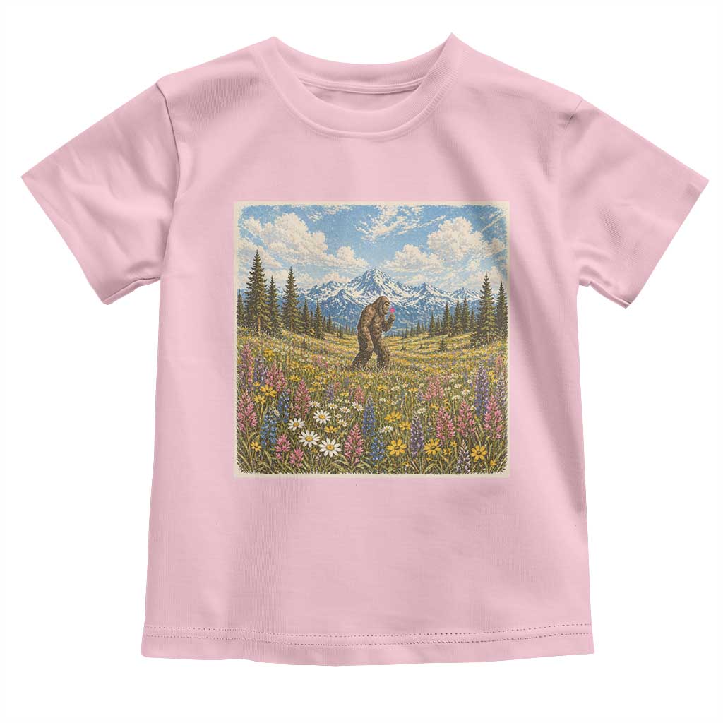 Retro Bigfoot Wildflower Toddler T Shirt Vintage Sasquatch Funny Cryptid