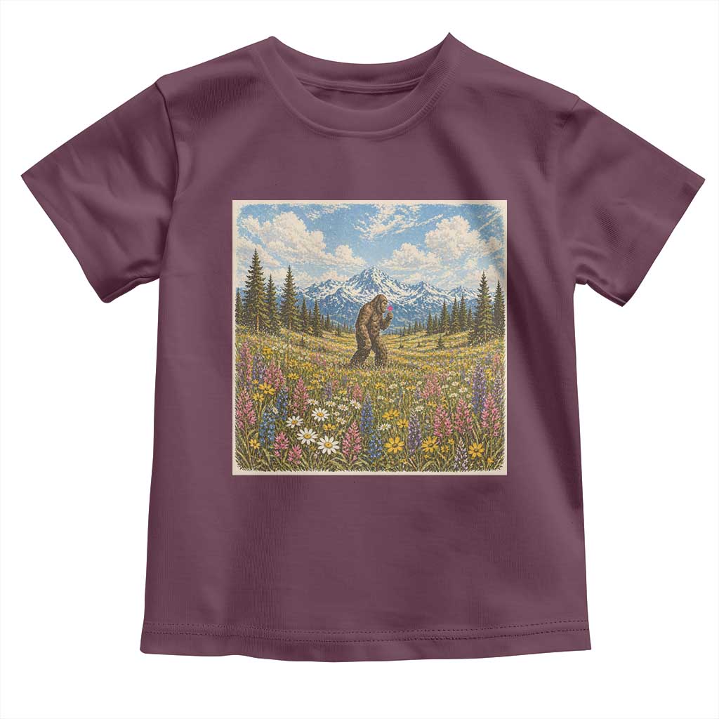 Retro Bigfoot Wildflower Toddler T Shirt Vintage Sasquatch Funny Cryptid