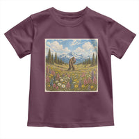 Retro Bigfoot Wildflower Toddler T Shirt Vintage Sasquatch Funny Cryptid