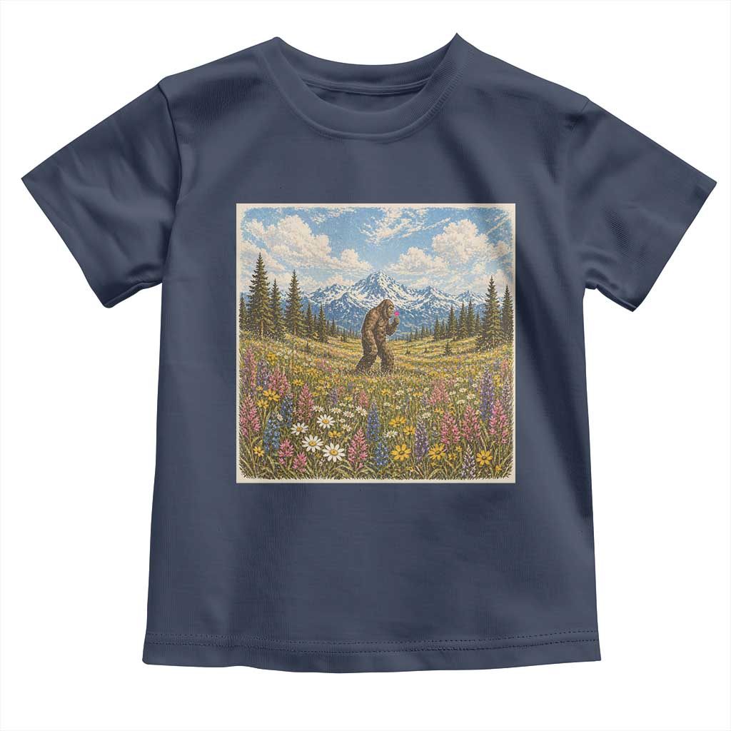 Retro Bigfoot Wildflower Toddler T Shirt Vintage Sasquatch Funny Cryptid
