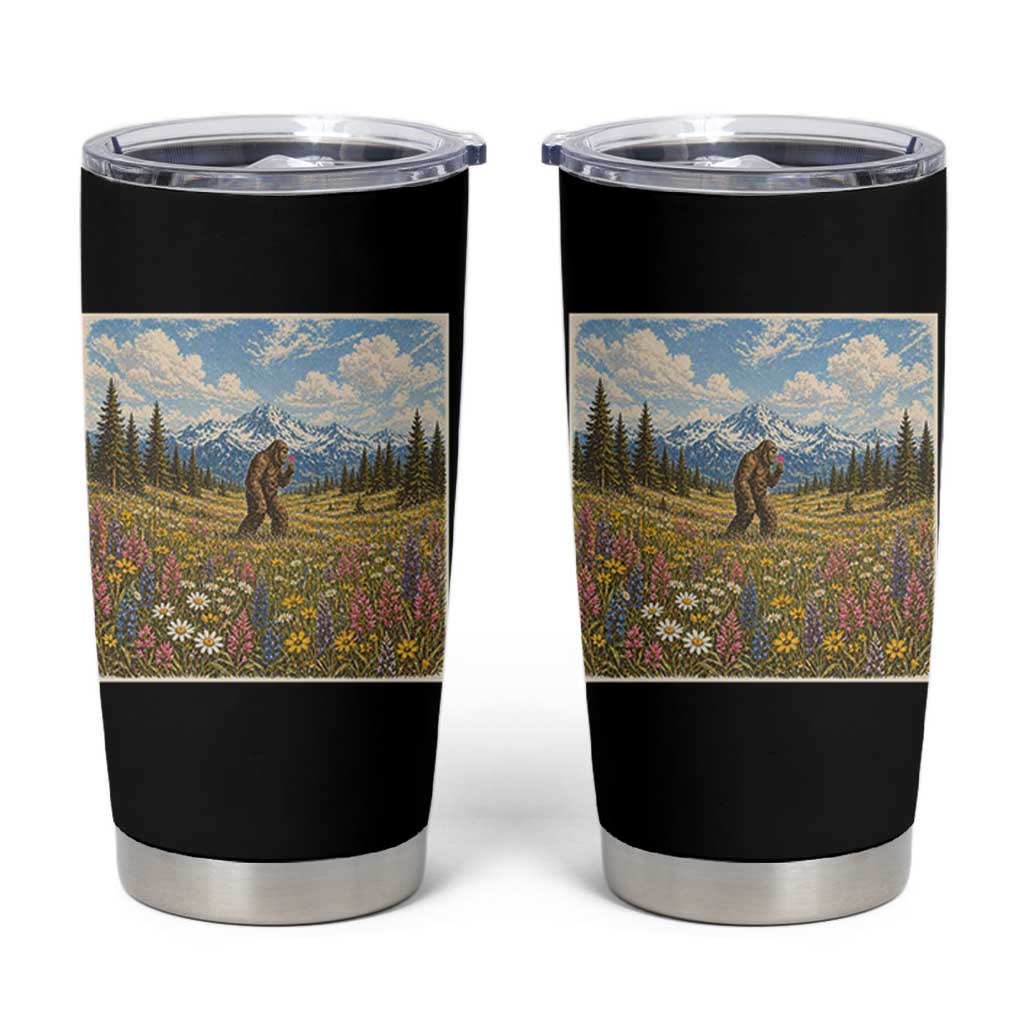 Retro Bigfoot Wildflower Tumbler Cup Vintage Sasquatch Funny Cryptid
