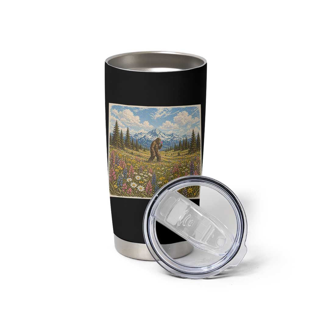 Retro Bigfoot Wildflower Tumbler Cup Vintage Sasquatch Funny Cryptid