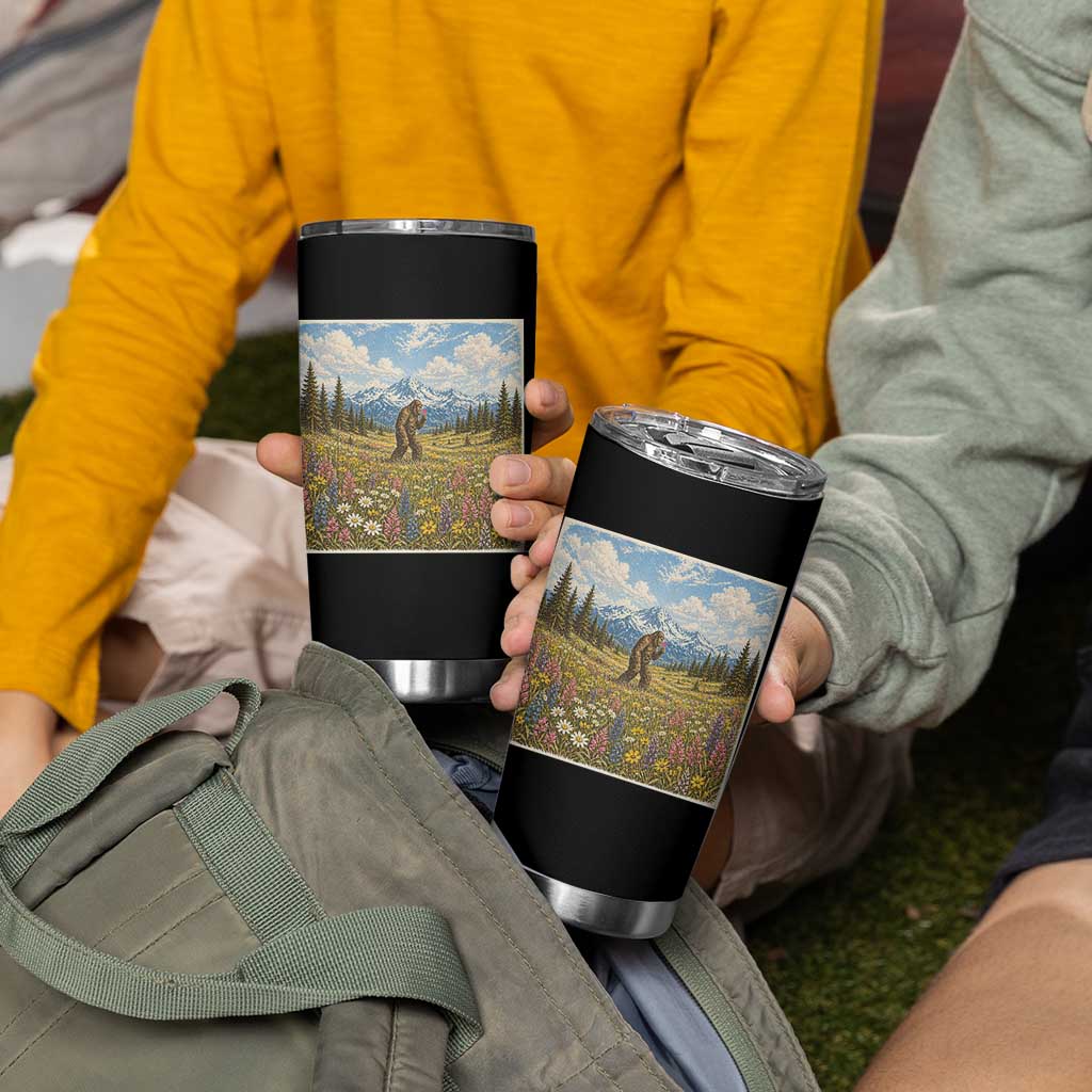 Retro Bigfoot Wildflower Tumbler Cup Vintage Sasquatch Funny Cryptid