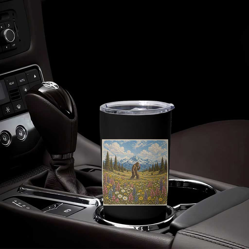 Retro Bigfoot Wildflower Tumbler Cup Vintage Sasquatch Funny Cryptid