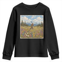 Retro Bigfoot Wildflower Youth Sweatshirt Vintage Sasquatch Funny Cryptid