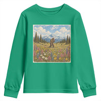 Retro Bigfoot Wildflower Youth Sweatshirt Vintage Sasquatch Funny Cryptid