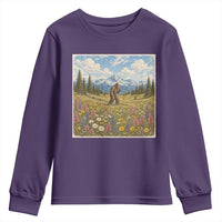 Retro Bigfoot Wildflower Youth Sweatshirt Vintage Sasquatch Funny Cryptid
