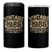 40th Birthday Gift For Men 4 in 1 Can Cooler Tumbler Retro Camo 1986 Weird Being The Same Age As Old People