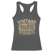 40th Birthday Gift For Men Racerback Tank Top Retro Camo 1986 Weird Being The Same Age As Old People