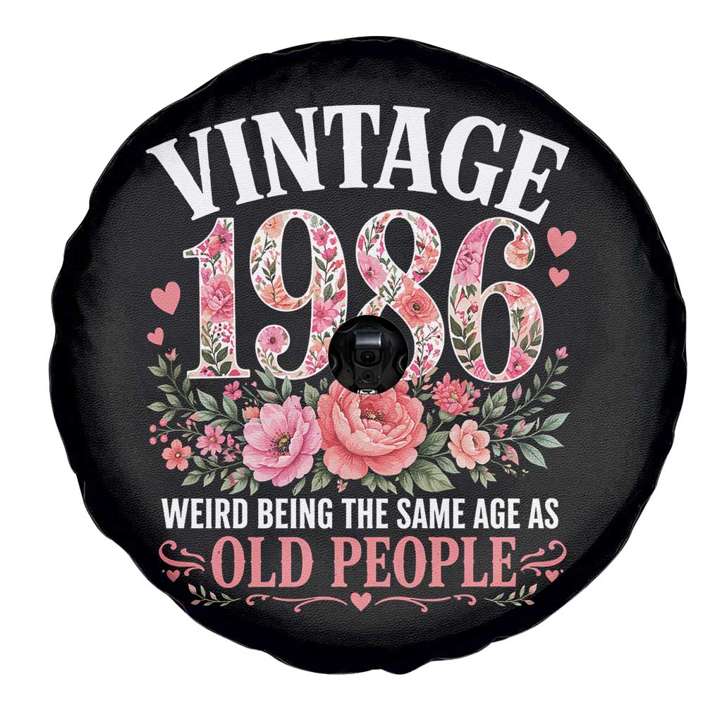 40th Birthday Gifts For Her Spare Tire Cover Floral 1986 Weird Being The Same Age As Old People