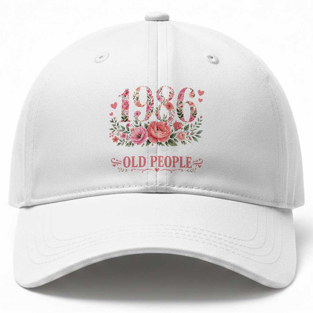 40th Birthday Gifts For Her Baseball Cap Floral 1986 Weird Being The Same Age As Old People