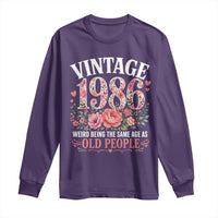 40th Birthday Gifts For Her Long Sleeve Shirt Floral 1986 Weird Being The Same Age As Old People