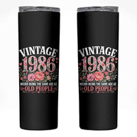 40th Birthday Gifts For Her Skinny Tumbler Floral 1986 Weird Being The Same Age As Old People