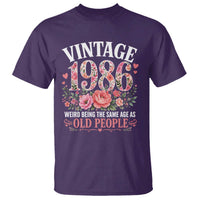 40th Birthday Gifts For Her T Shirt Floral 1986 Weird Being The Same Age As Old People