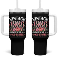 40th Birthday Gifts For Her Tumbler With Handle Floral 1986 Weird Being The Same Age As Old People