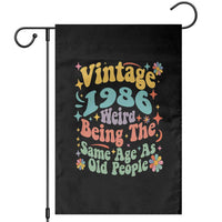 Funny 40th Birthday Garden Flag Retro Groovy 1986 Weird Being The Same Age As Old People