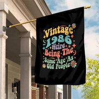 Funny 40th Birthday Garden Flag Retro Groovy 1986 Weird Being The Same Age As Old People
