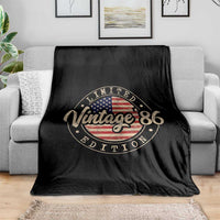 Vintage 1986 Stamp Throw Blanket Funny 40th Birthday USA Flag 40 Year Old Bday
