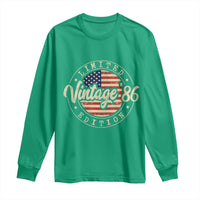Vintage 1986 Stamp Long Sleeve Shirt Funny 40th Birthday USA Flag 40 Year Old Bday