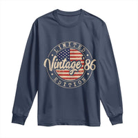 Vintage 1986 Stamp Long Sleeve Shirt Funny 40th Birthday USA Flag 40 Year Old Bday