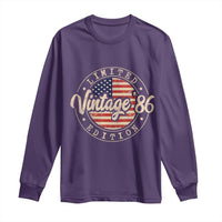 Vintage 1986 Stamp Long Sleeve Shirt Funny 40th Birthday USA Flag 40 Year Old Bday