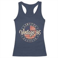 Vintage 1986 Stamp Racerback Tank Top Funny 40th Birthday USA Flag 40 Year Old Bday