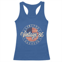 Vintage 1986 Stamp Racerback Tank Top Funny 40th Birthday USA Flag 40 Year Old Bday
