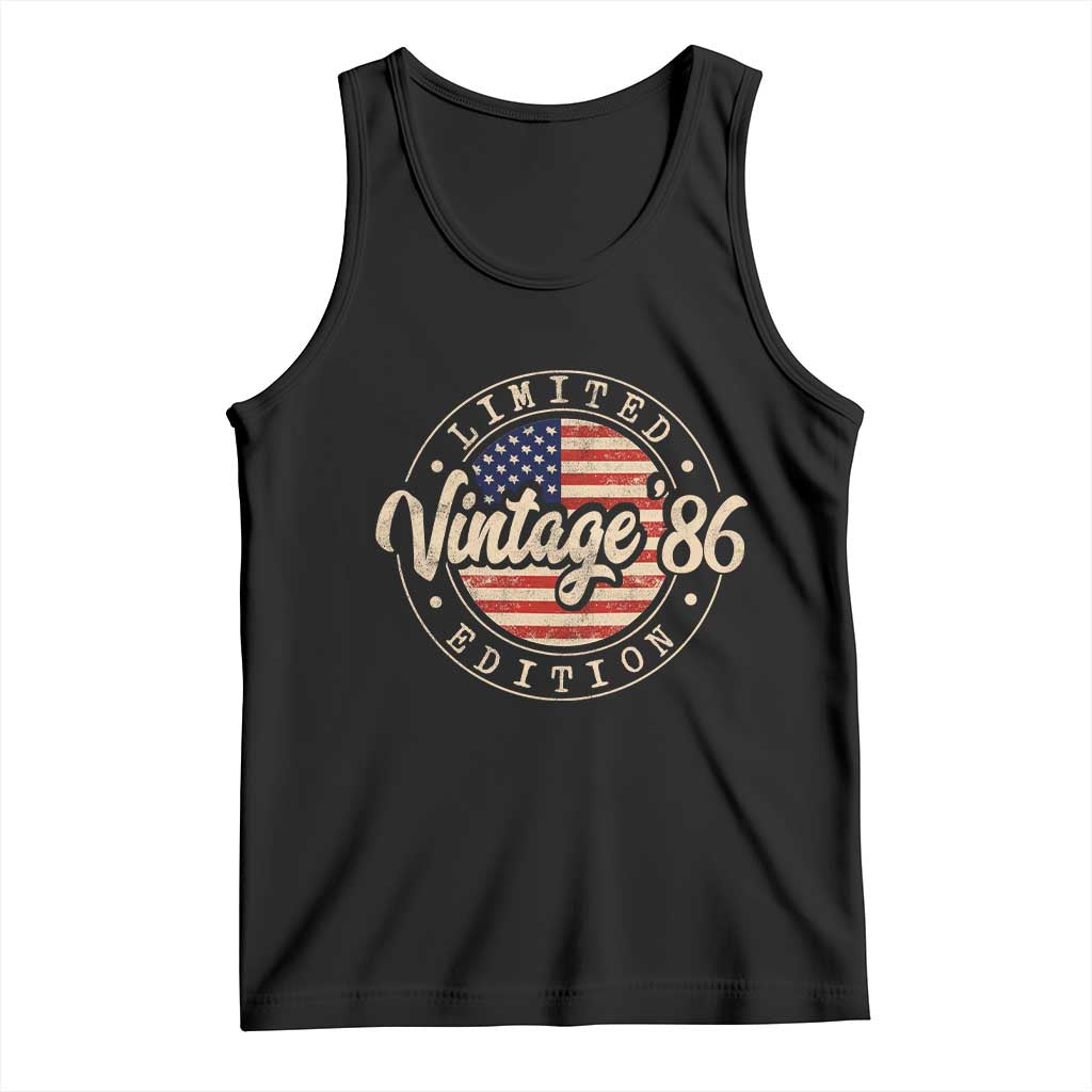 Vintage 1986 Stamp Tank Top Funny 40th Birthday USA Flag 40 Year Old Bday