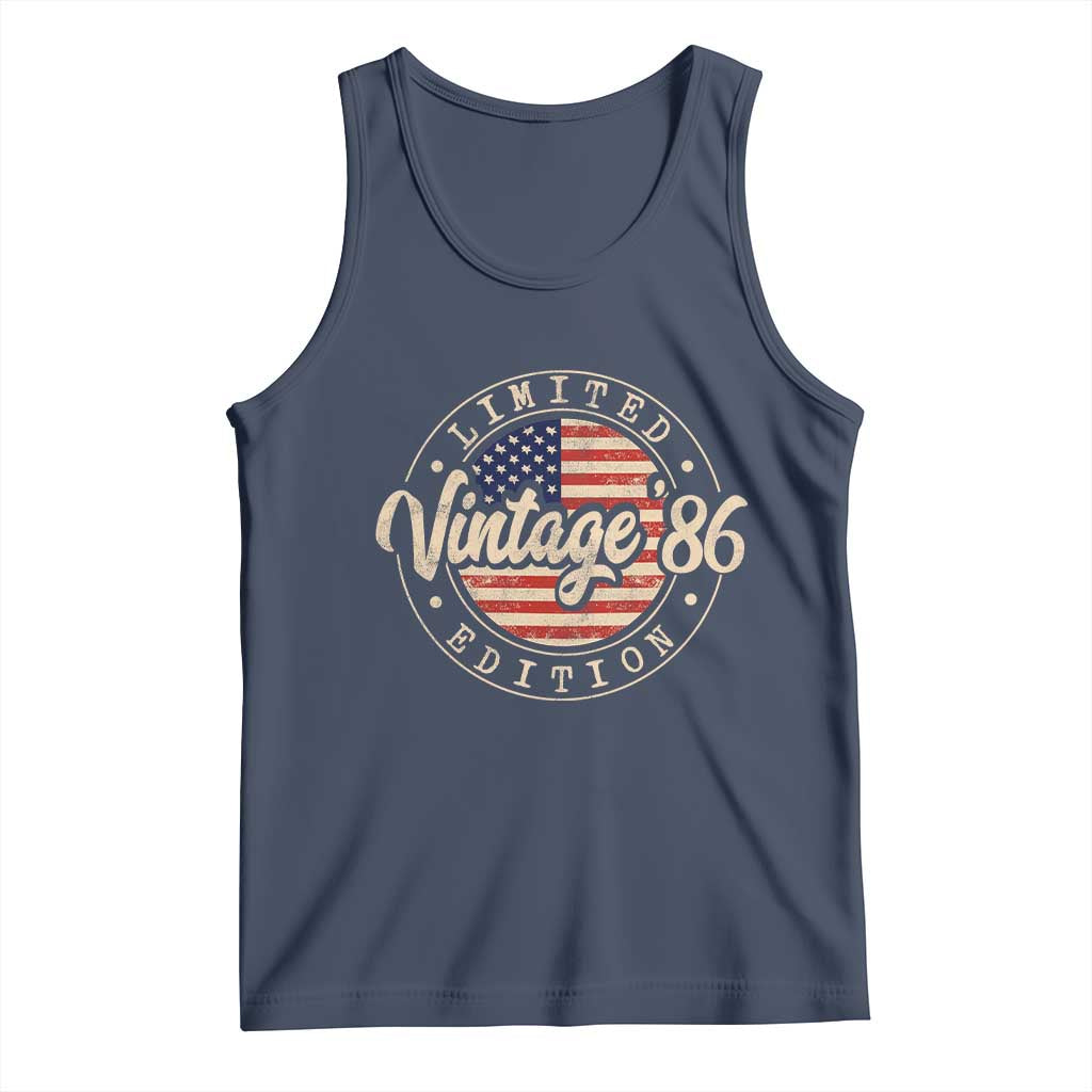 Vintage 1986 Stamp Tank Top Funny 40th Birthday USA Flag 40 Year Old Bday