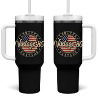 Vintage 1986 Stamp Tumbler With Handle Funny 40th Birthday USA Flag 40 Year Old Bday