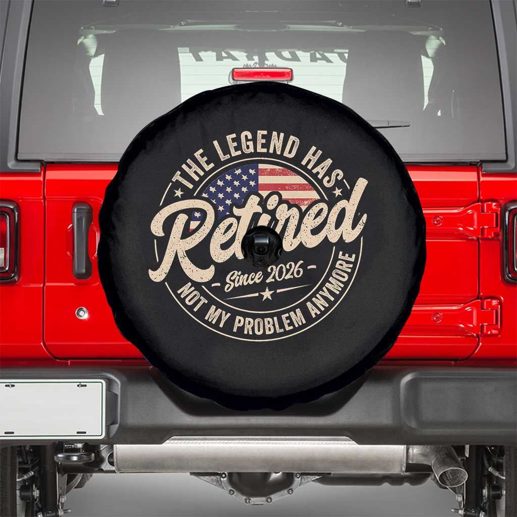 Retired 2026 Spare Tire Cover Funny Retirement US Flag Retired Not My Problems Anymore