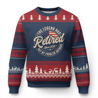 Retired 2026 Ugly Christmas Sweater Funny Retirement US Flag Retired Not My Problems Anymore