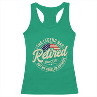 Retired 2026 Racerback Tank Top Funny Retirement US Flag Retired Not My Problems Anymore