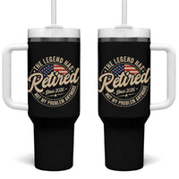 Retired 2026 Tumbler With Handle Funny Retirement US Flag Retired Not My Problems Anymore