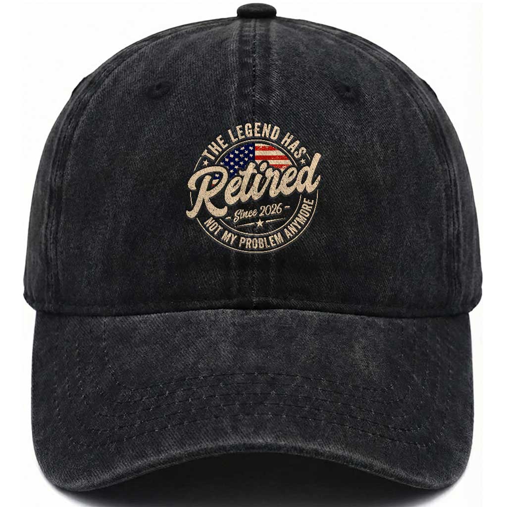 Retired 2026 Washed Cotton Baseball Cap Funny Retirement US Flag Retired Not My Problems Anymore