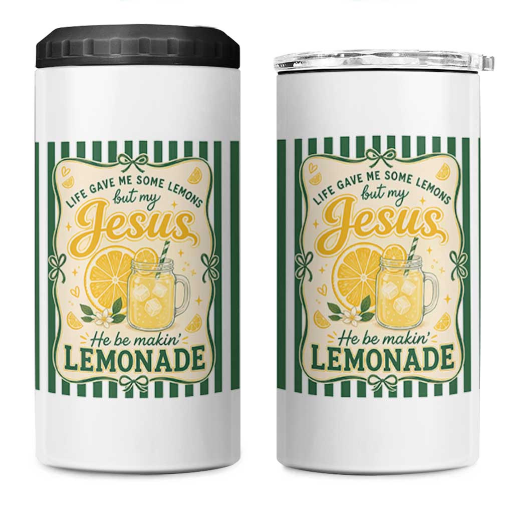 Jesus Lemonade 4 in 1 Can Cooler Tumbler Funny Christian Life Gave Me Lemons But My Jesus Makes Lemonade