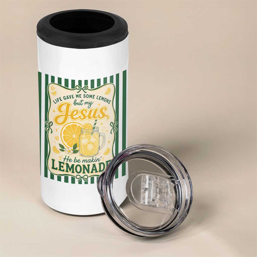 Jesus Lemonade 4 in 1 Can Cooler Tumbler Funny Christian Life Gave Me Lemons But My Jesus Makes Lemonade