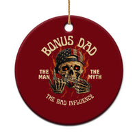 Bonus Dad Ceramic Ornament The Man Myth Bad Influence Step Dad Vintage Skull USA Flag