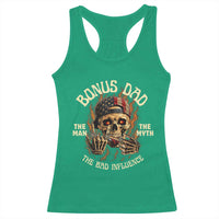Bonus Dad Racerback Tank Top The Man Myth Bad Influence Step Dad Vintage Skull USA Flag