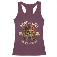 Bonus Dad Racerback Tank Top The Man Myth Bad Influence Step Dad Vintage Skull USA Flag