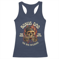 Bonus Dad Racerback Tank Top The Man Myth Bad Influence Step Dad Vintage Skull USA Flag
