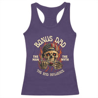 Bonus Dad Racerback Tank Top The Man Myth Bad Influence Step Dad Vintage Skull USA Flag
