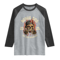Bonus Dad Raglan Shirt The Man Myth Bad Influence Step Dad Vintage Skull USA Flag