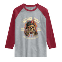 Bonus Dad Raglan Shirt The Man Myth Bad Influence Step Dad Vintage Skull USA Flag