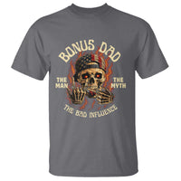 Bonus Dad T Shirt The Man Myth Bad Influence Step Dad Vintage Skull USA Flag
